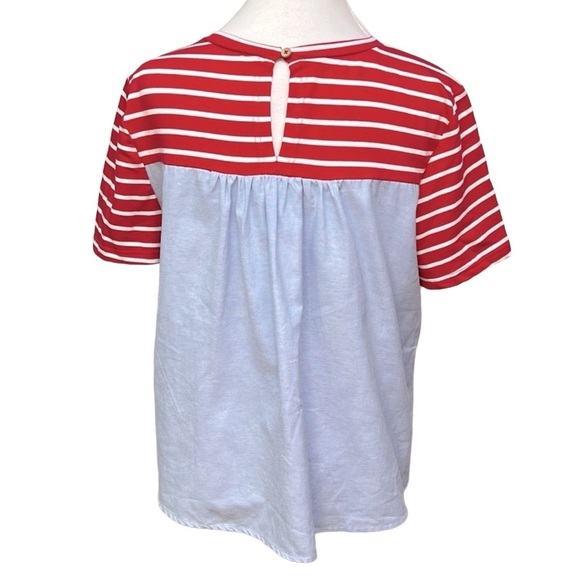 Anthropologie Striped Chambray Blouse - Picture 4 of 5